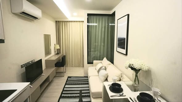 living room and bedroom of VTARA36 Condominium