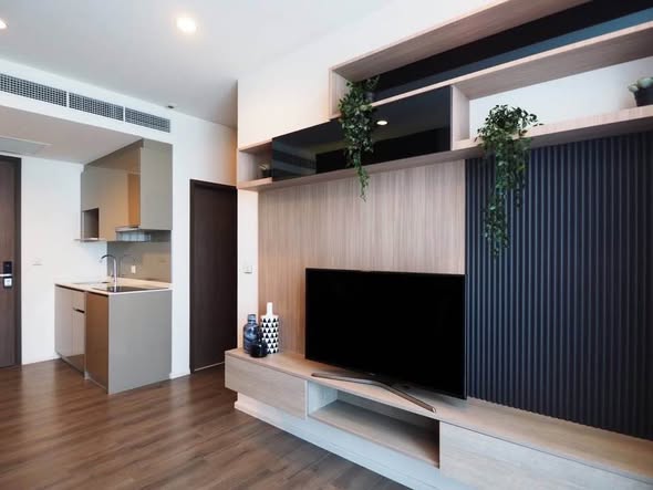 living room and room interior of Whizdom Essence Sukhumvit วิสซ์ดอม เอสเซ้นส์ สุขุมวิท