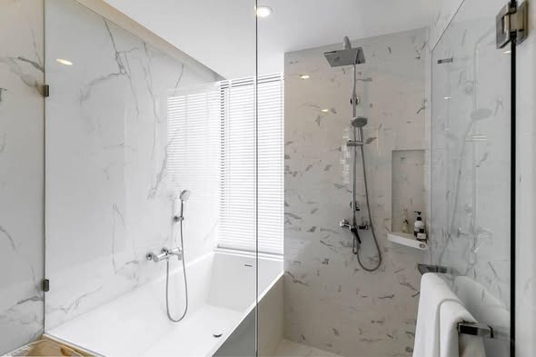 room interior and bathroom of Wyndham Residence Bangkok (Asok)