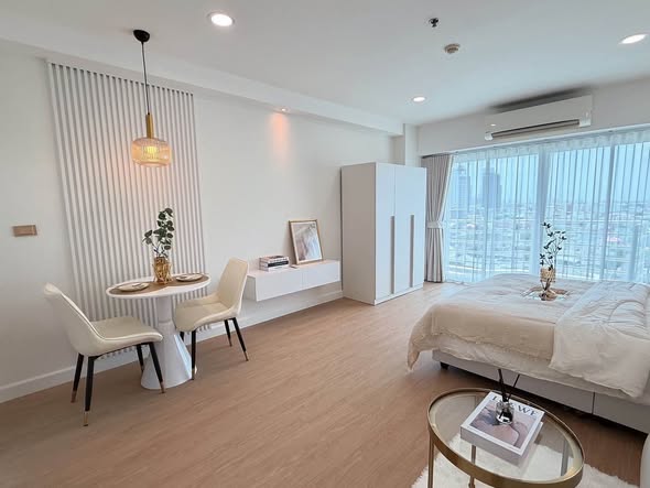 bedroom and living room of A Modern Classic