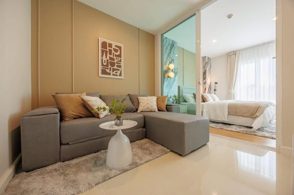 bedroom and living room of Aspire Srinagarindra แอสปาย ศรีนครินทร์