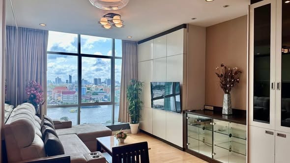 bedroom and living room and room interior of Baan Sathorn Chao Phraya