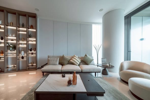 living room of Banyan Tree Residences Riverside Bangkok บันยัน ทรี เรสซิเดนซ์ ริเวอร์ไซด์ กรุงเทพ