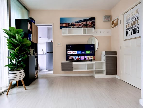living room and bedroom of dcondo Sign Chiangmai