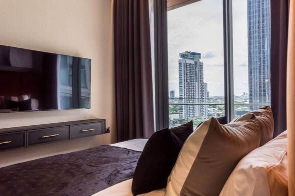 living room and bedroom of KHUN by YOO