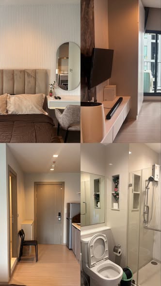 bedroom and bathroom of Life Asoke – Rama 9