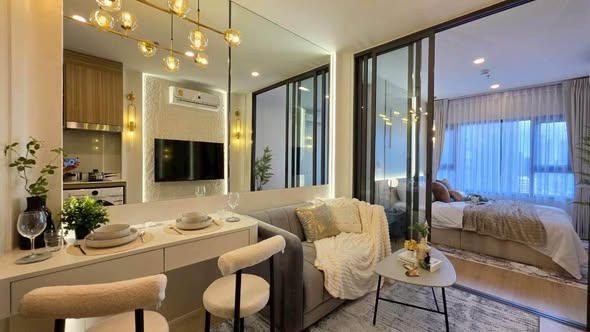 bedroom and living room of Life Rama 4 – Asoke