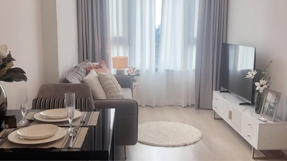 living room and bedroom of Life Rama 4 – Asoke