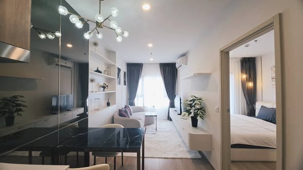 living room and bedroom of Life Rama 4 – Asoke