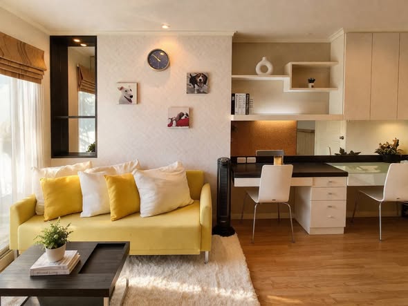 living room and kitchen of Lumpini Ville Rat Burana – Riverview 1