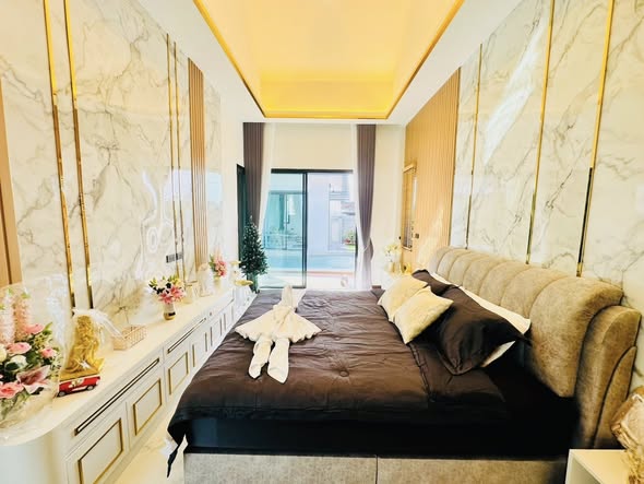 bedroom and living room of Modern Cool Pool Villa @Hua Hin