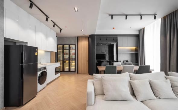 living room and room interior and kitchen of Noble BE 19
