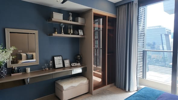 living room and bedroom of One9Five Asoke – Rama 9