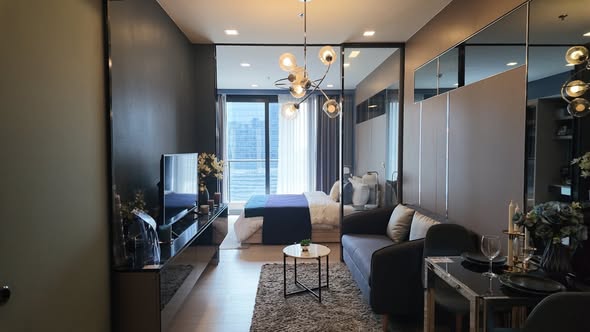 living room and room interior of One9Five Asoke – Rama 9