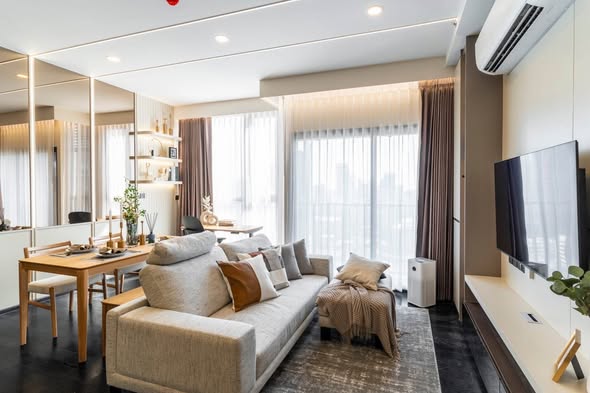 bedroom and living room of Park​ Origin​ Thonglor