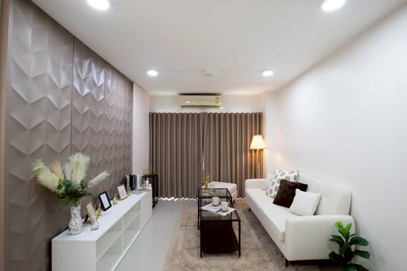 living room and bathroom of Premier place condo