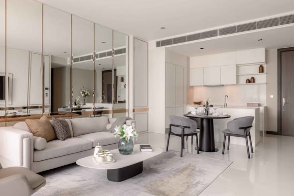 living room of Q1 Sukhumvit Condo by Q House