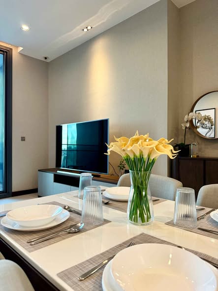 living room and room interior of Q1 Sukhumvit Condo by Q House