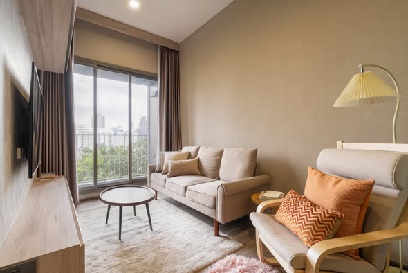 bedroom and living room of Rhythm Charoenkrung Pavillion