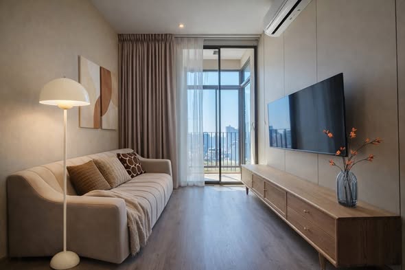 bedroom and living room of RHYTHM Ekkamai
