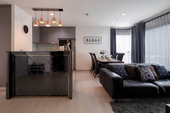 living room and bedroom of Rhythm Sukhumvit 36-38