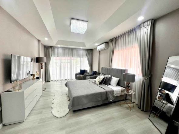 bedroom of Somkid pool villa loft cafe บ้านพักพูลวิลล่าพัทยา จอมเทียน พัทยาใต้