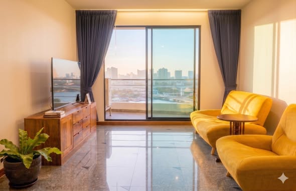 bedroom and living room of Supalai casa riva – Vista 1