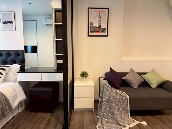 living room and bedroom of THE BASE Park West – Sukhumvit 77