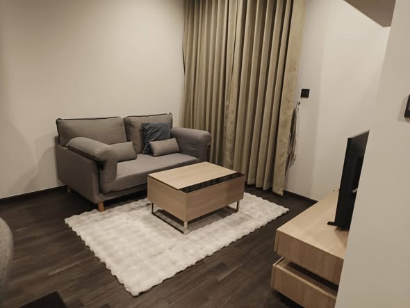 living room and bedroom of THE LINE Asoke-Ratchada