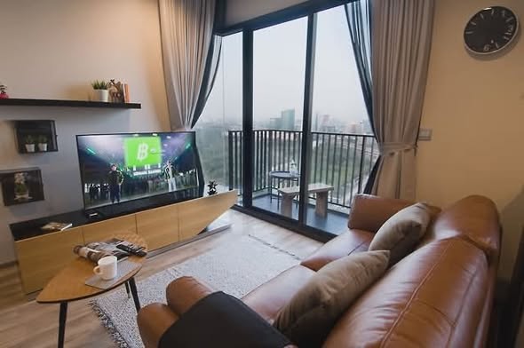 living room and bedroom of THE LINE Jatujak-Mochit