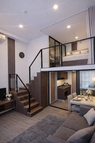 bedroom and living room and room interior of The Origin Ladprao-Bangkapi