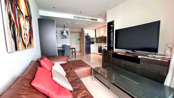 living room of The Palm Wongamat Beach Pattaya