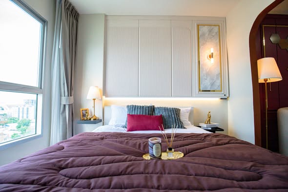 bedroom of The Parkland Lite Sukhumvit – Paknam : เดอะ พาร์คแลนด์ ไลท์ สุขุมวิท – ปากน้ำ