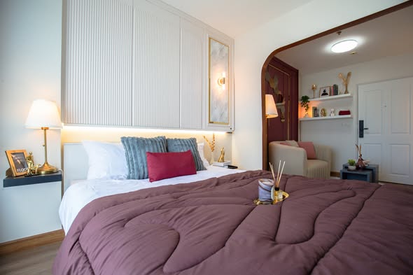 bedroom of The Parkland Lite Sukhumvit – Paknam : เดอะ พาร์คแลนด์ ไลท์ สุขุมวิท – ปากน้ำ