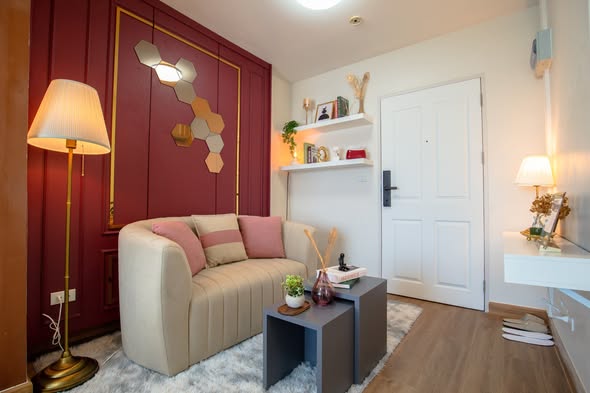 bedroom and living room of The Parkland Lite Sukhumvit – Paknam : เดอะ พาร์คแลนด์ ไลท์ สุขุมวิท – ปากน้ำ