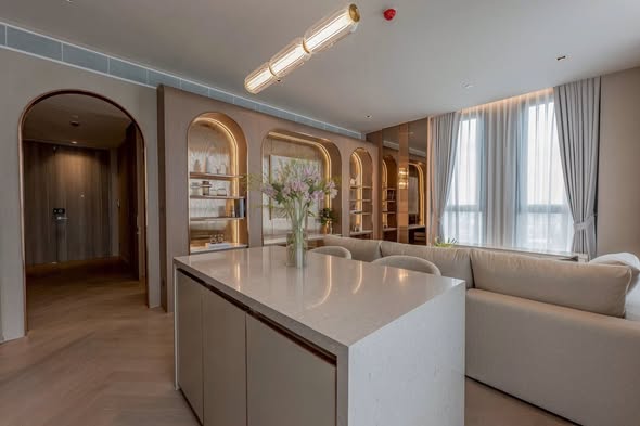 living room and kitchen of The Reserve Sathorn