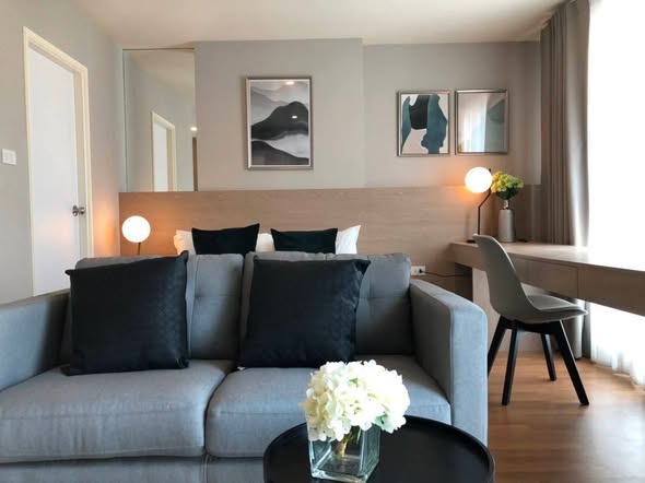 living room and bedroom of The Selected Kaset-Ngamwongwan by LPN