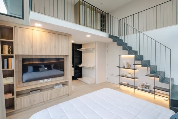 living room and bedroom of VIVE กรุงเทพกรีฑา