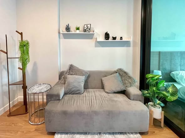 living room and bedroom of Arise Condo At Mahidol