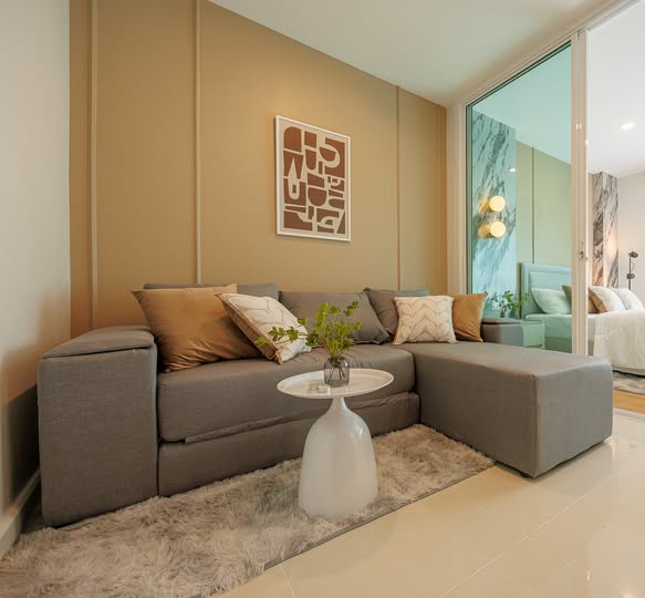 bedroom and living room of Aspire Srinagarindra แอสปาย ศรีนครินทร์