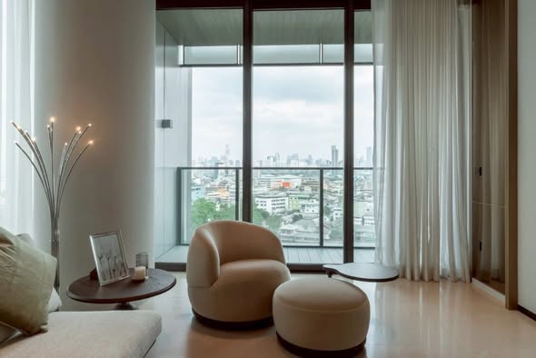living room of Banyan Tree Residences Riverside Bangkok บันยัน ทรี เรสซิเดนซ์ ริเวอร์ไซด์ กรุงเทพ