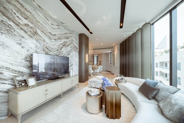 living room and bedroom of Banyan Tree Residences Riverside Bangkok บันยัน ทรี เรสซิเดนซ์ ริเวอร์ไซด์ กรุงเทพ