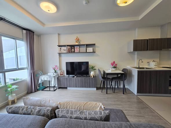 living room and bedroom of D Condo Rattanathibet