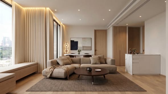 bedroom and living room of EI8HTEEN SEVEN