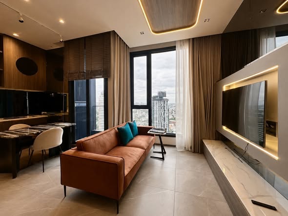 bedroom and living room of HYDE Heritage Thonglor, Sukhumvit 59 main road