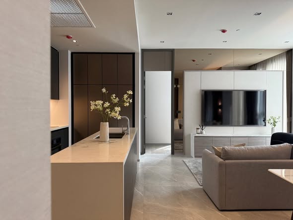 living room and room interior and kitchen of HYDE Heritage Thonglor, Sukhumvit 59 main road