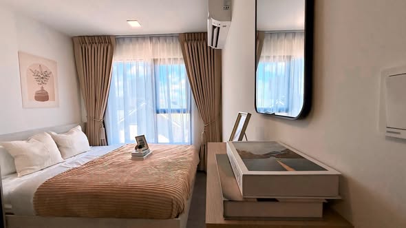 bedroom of Kave Wonderland Sales Gallery