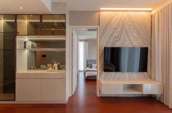 bedroom and living room and room interior and bathroom of KHUN by YOO