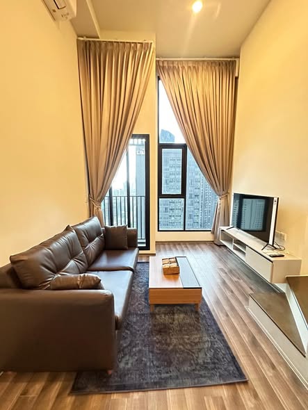 living room and bedroom and room interior of KnightsBridge Space Rama9