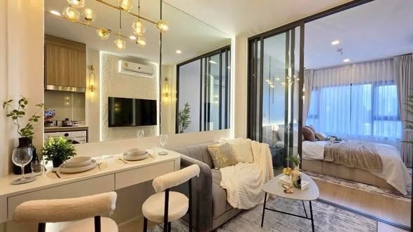bedroom and living room of Life Rama 4 – Asoke